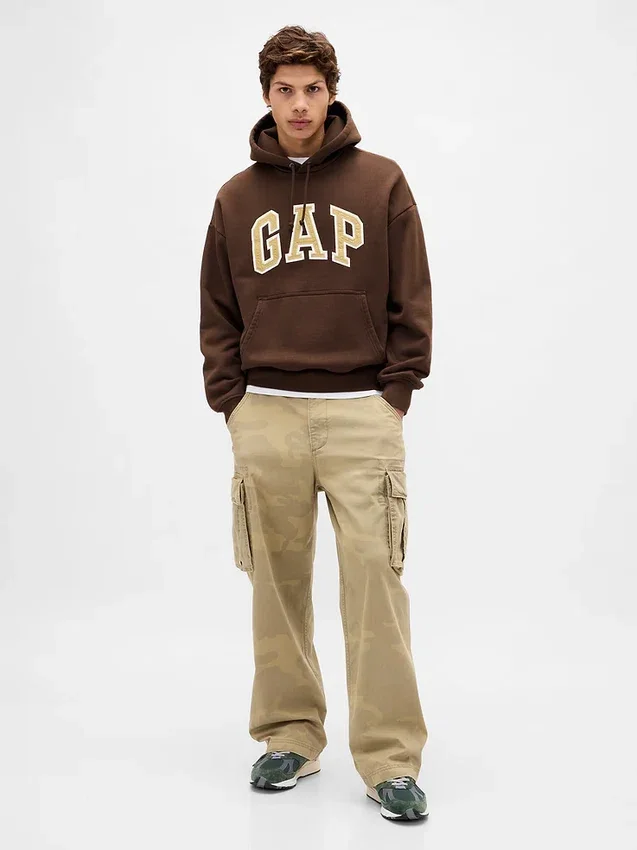 Yetişkinler İçin Ekstra Kalın Fransız Teri Oversize Logolu Kapüşonlu Sweatshirt