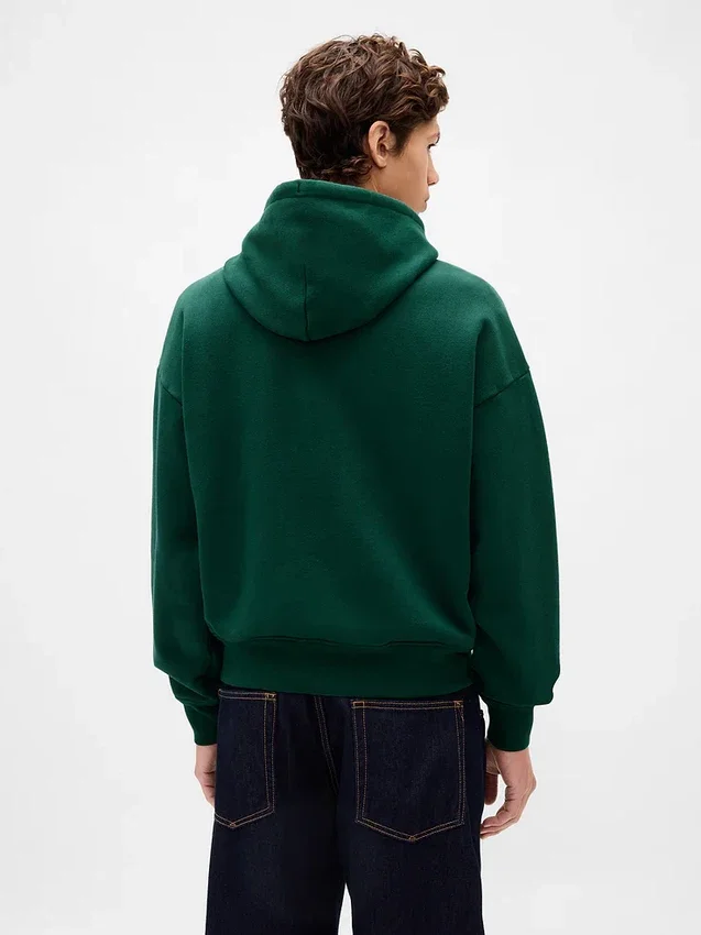 Yetişkinler İçin Ekstra Kalın Fransız Teri Oversize Logolu Kapüşonlu Sweatshirt
