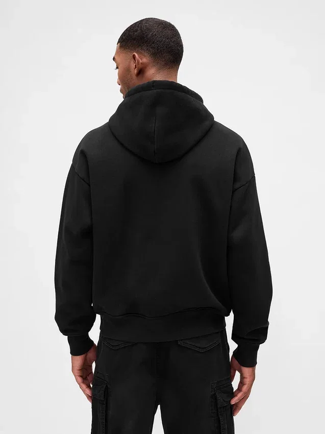 Yetişkinler İçin Ekstra Kalın Fransız Teri Oversize Logolu Kapüşonlu Sweatshirt