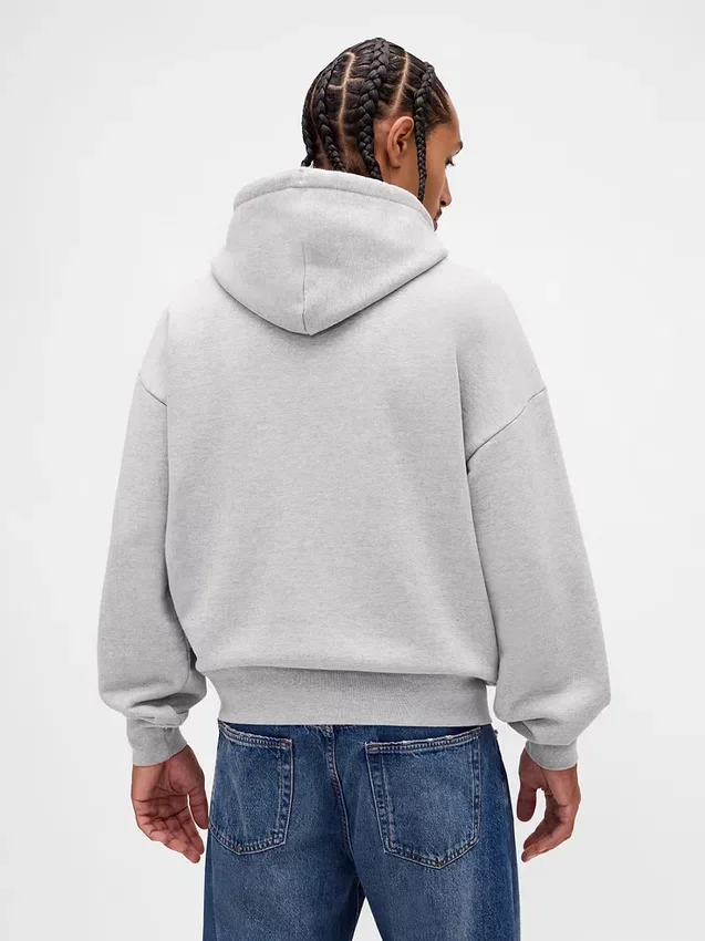 Yetişkinler İçin Ekstra Kalın Fransız Teri Oversize Logolu Kapüşonlu Sweatshirt