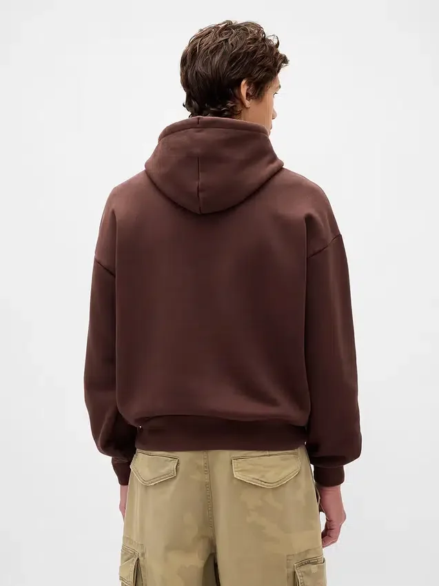 Yetişkinler İçin Ekstra Kalın Fransız Teri Oversize Logolu Kapüşonlu Sweatshirt