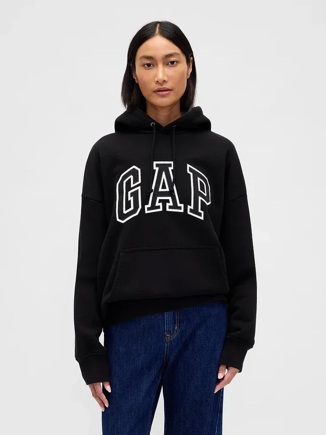 Yetişkinler İçin Ekstra Kalın Fransız Teri Oversize Logolu Kapüşonlu Sweatshirt