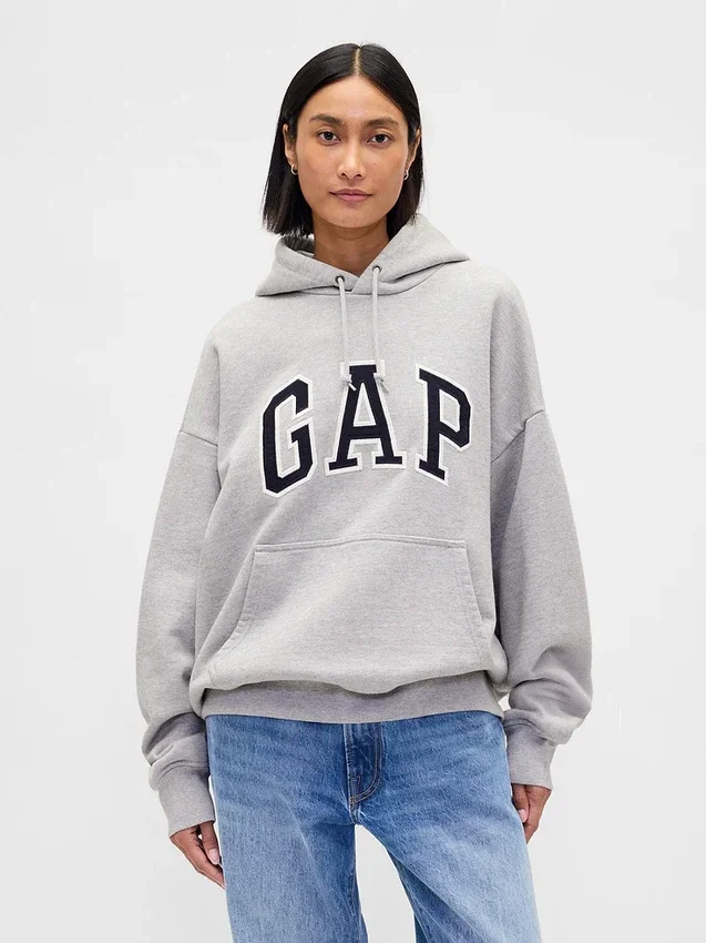Yetişkinler İçin Ekstra Kalın Fransız Teri Oversize Logolu Kapüşonlu Sweatshirt