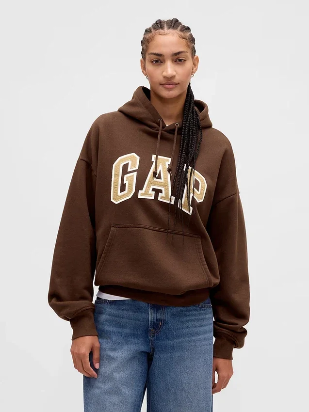 Yetişkinler İçin Ekstra Kalın Fransız Teri Oversize Logolu Kapüşonlu Sweatshirt