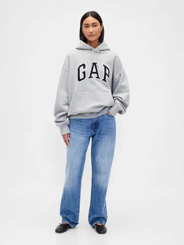 Yetişkinler İçin Ekstra Kalın Fransız Teri Oversize Logolu Kapüşonlu Sweatshirt