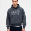 Yetişkinler İçin Kalın, Bol Kesim Logolu Kapüşonlu Sweatshirt
