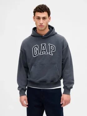 Yetişkinler İçin Kalın, Bol Kesim Logolu Kapüşonlu Sweatshirt