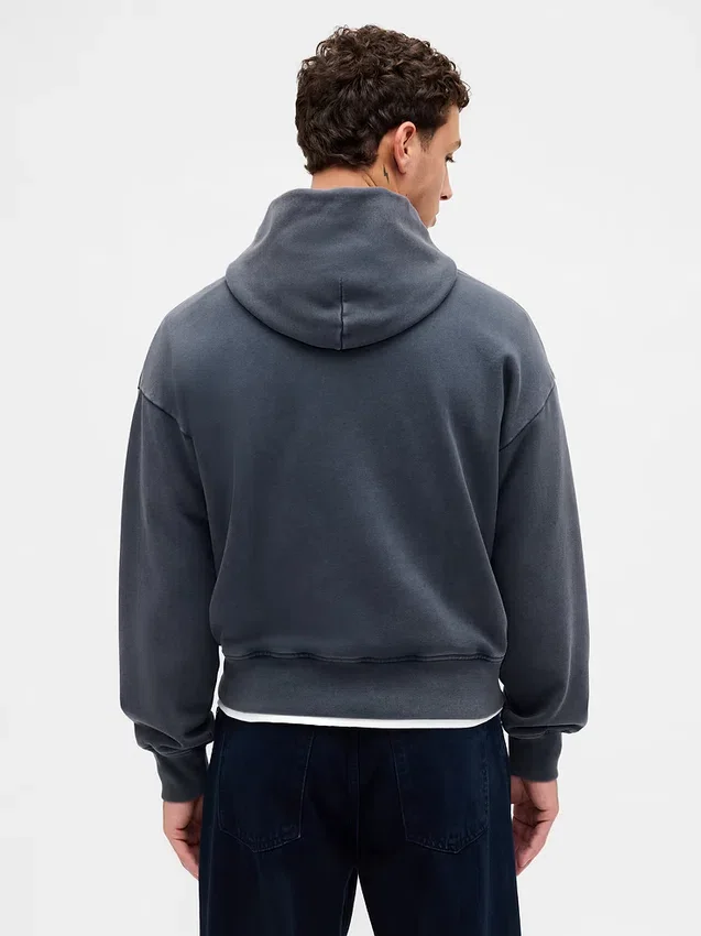 Yetişkinler İçin Kalın, Bol Kesim Logolu Kapüşonlu Sweatshirt