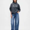 Yetişkinler İçin Kalın, Bol Kesim Logolu Kapüşonlu Sweatshirt
