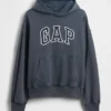 Yetişkinler İçin Kalın, Bol Kesim Logolu Kapüşonlu Sweatshirt