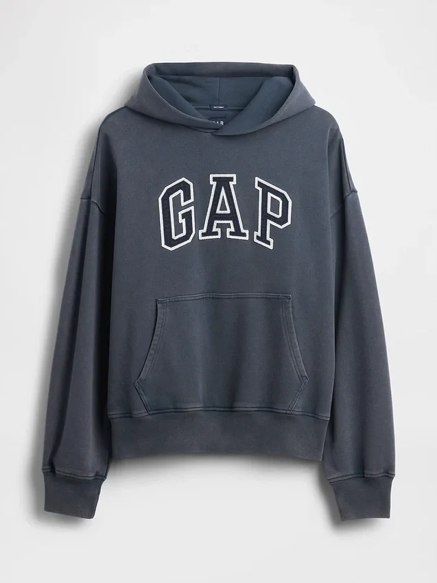 Yetişkinler İçin Kalın, Bol Kesim Logolu Kapüşonlu Sweatshirt