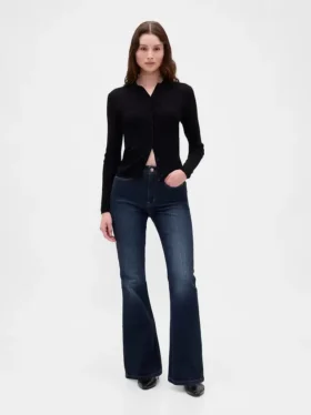 Yüksek Bel '70'ler Stili Geniş Paça Jean'ler