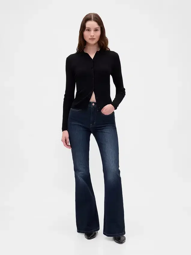 Yüksek Bel '70'ler Stili Geniş Paça Jean'ler