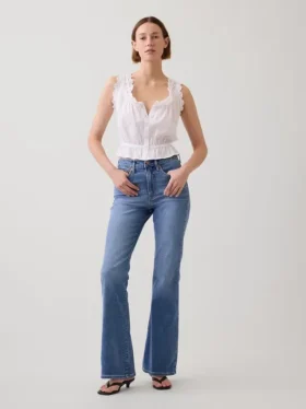 Yüksek Bel '70'ler Stili Geniş Paça Jean'ler