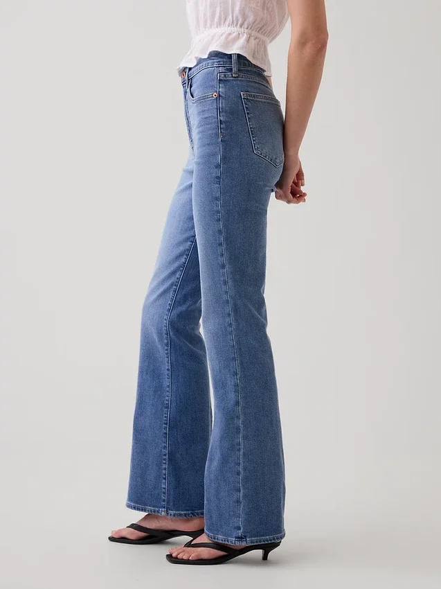 Yüksek Bel '70'ler Stili Geniş Paça Jean'ler