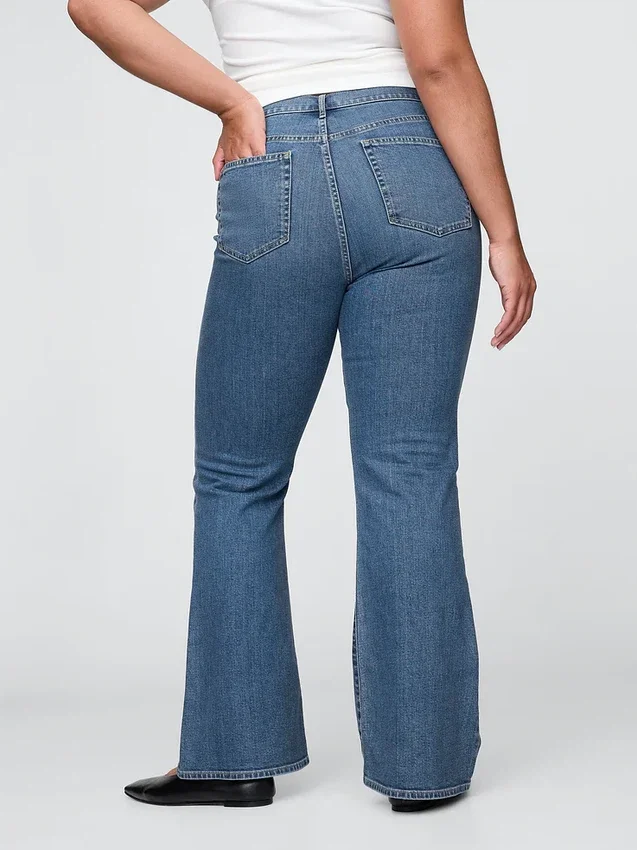Yüksek Bel '70'ler Stili Geniş Paça Jean'ler