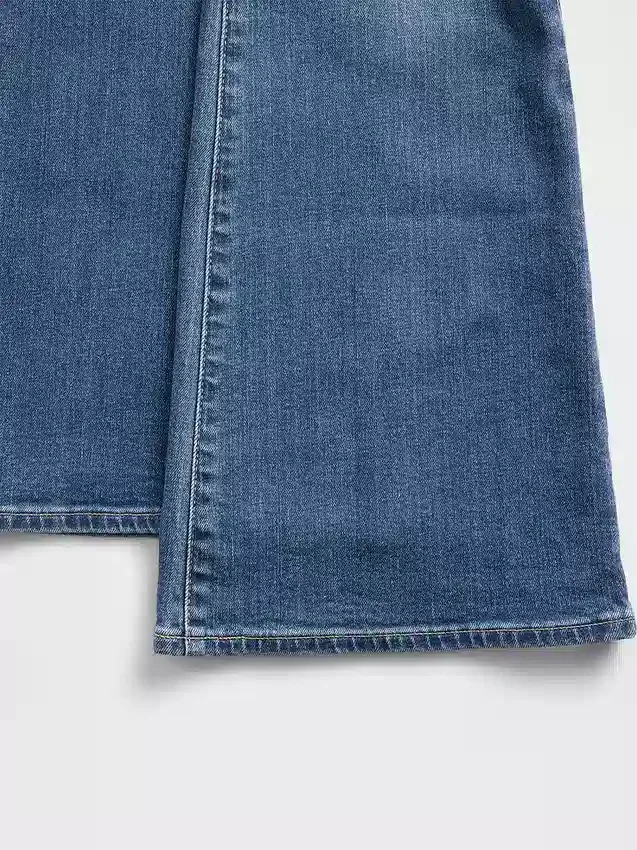 Yüksek Bel '70'ler Stili Geniş Paça Jean'ler