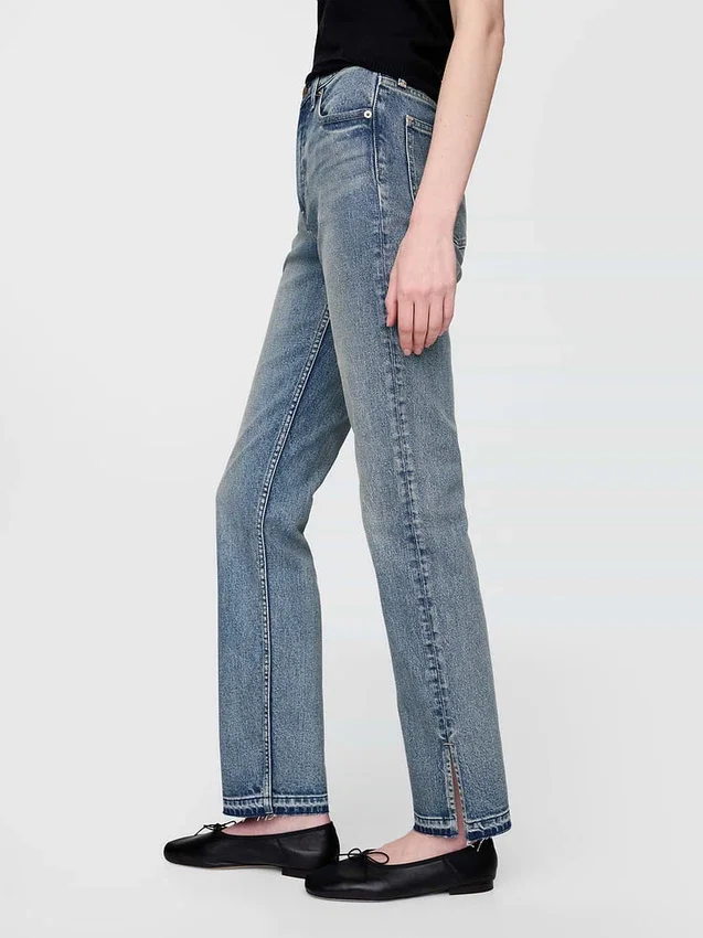Yüksek Bel '90'lar Stilinde Dar Düz Kesim Jean'ler