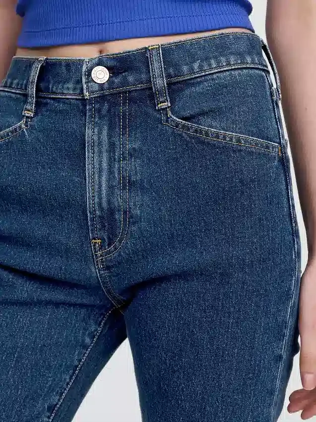 Yüksek Bel '90'lar Stilinde Dar Düz Kesim Jean'ler