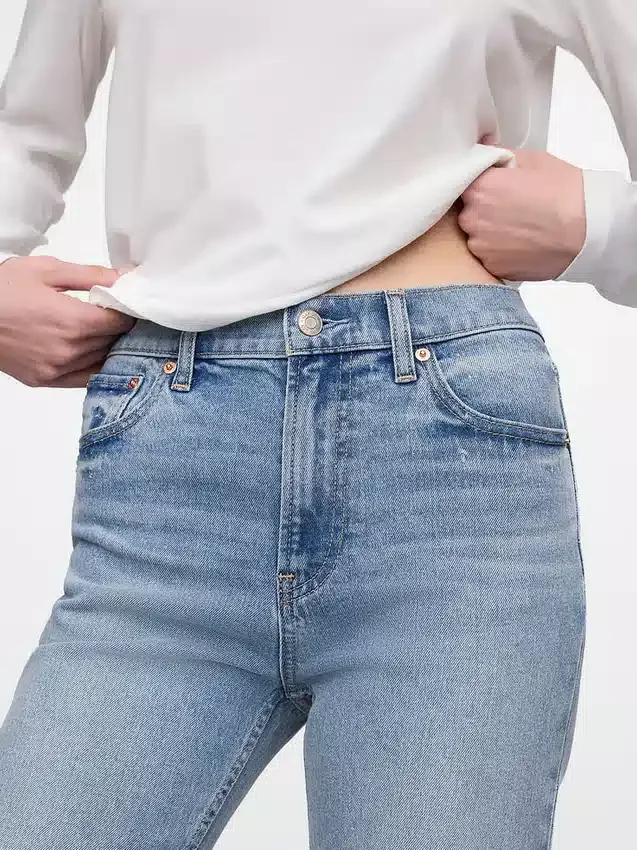 Yüksek Bel '90'lar Stilinde Dar Düz Kesim Jean'ler