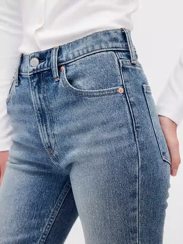 Yüksek Bel '90'lar Stilinde Dar Düz Kesim Jean'ler