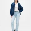 Yüksek Bel '90'lar Stilinde Dar Düz Kesim Kısa Jean
