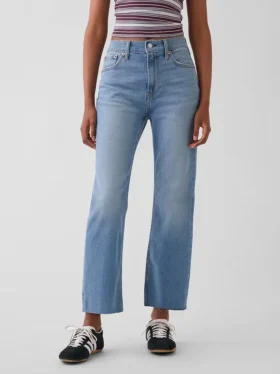 Yüksek Bel ’90’lar Stilinde Dar Düz Kesim Kısa Jean