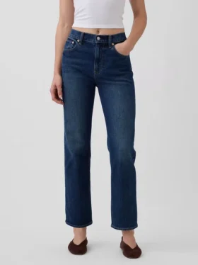 Yüksek Bel ’90’lar Stilinde Dar Düz Kesim Kısa Jean