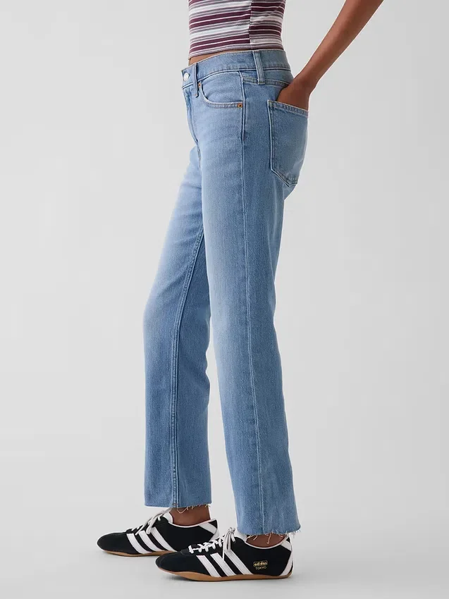 Yüksek Bel '90'lar Stilinde Dar Düz Kesim Kısa Jean