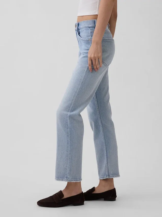 Yüksek Bel '90'lar Stilinde Dar Düz Kesim Kısa Jean