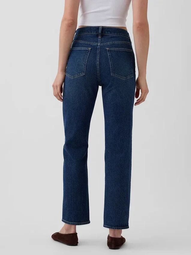 Yüksek Bel '90'lar Stilinde Dar Düz Kesim Kısa Jean
