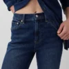 Yüksek Bel '90'lar Stilinde Dar Düz Kesim Kısa Jean