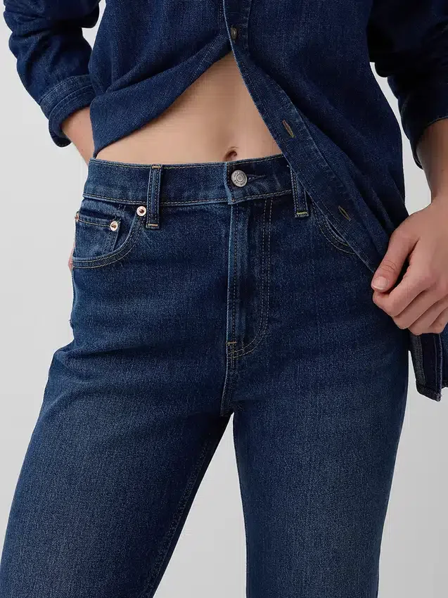 Yüksek Bel '90'lar Stilinde Dar Düz Kesim Kısa Jean