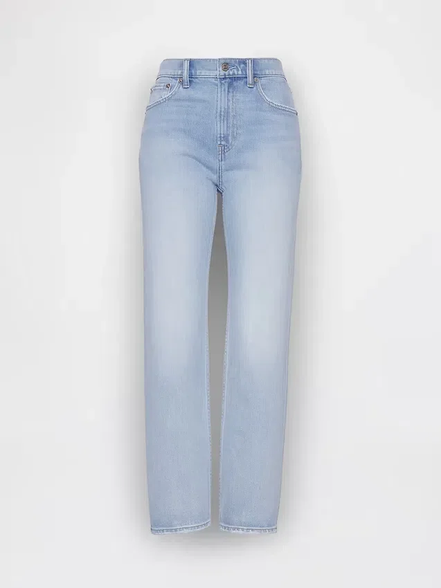 Yüksek Bel '90'lar Stilinde Dar Düz Kesim Kısa Jean
