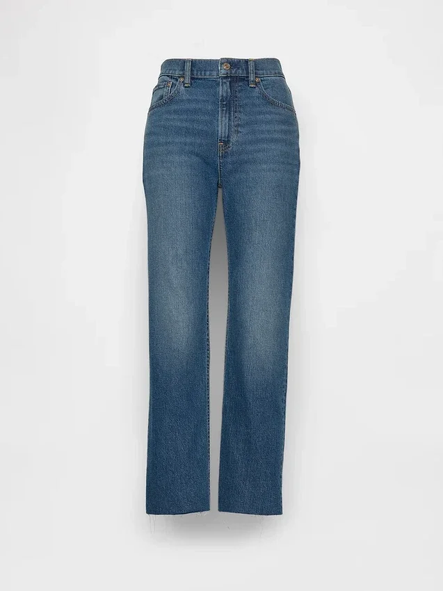 Yüksek Bel '90'lar Stilinde Dar Düz Kesim Kısa Jean