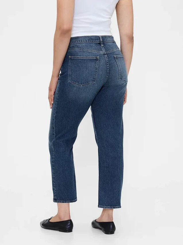 Yüksek Bel '90'lar Stilinde Dar Düz Kesim Kısa Jean