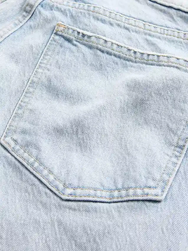 Yüksek Bel '90'lar Stilinde Dar Düz Kesim Kısa Jean