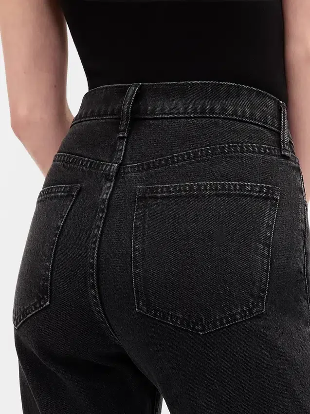Yüksek Bel '90'lar Stilinde Dar Düz Kesim Kısa Jean