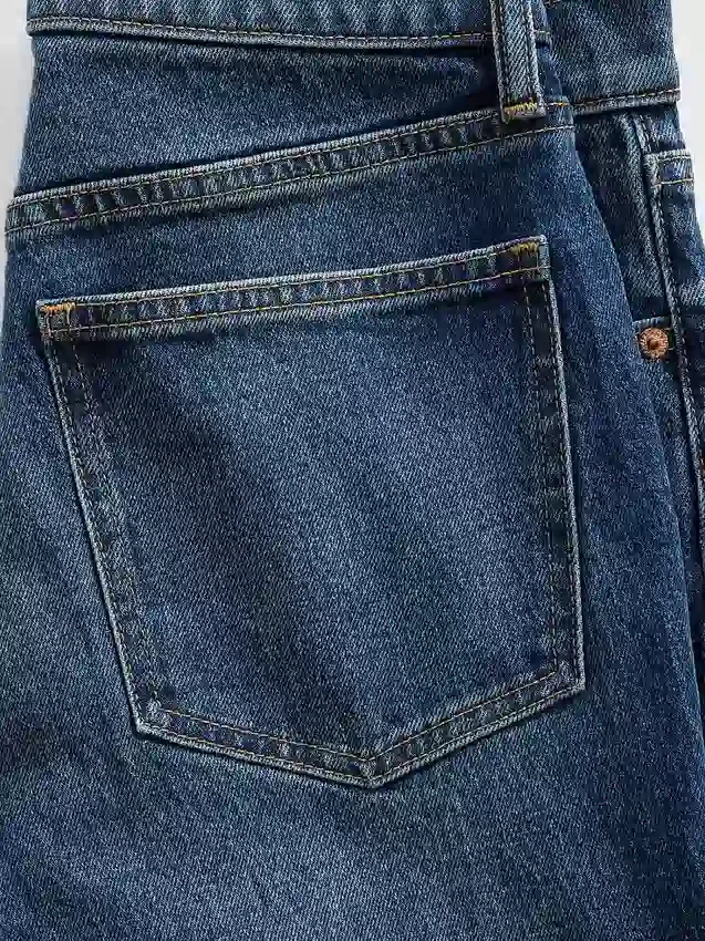 Yüksek Bel '90'lar Stilinde Dar Düz Kesim Kısa Jean