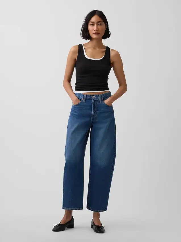 Yüksek Bel Barrel Crop Jean'ler