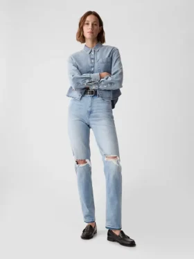 Yüksek Bel Cheeky Düz Kesim Jean'ler