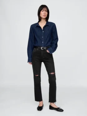 Yüksek Bel Cheeky Düz Kesim Jean'ler