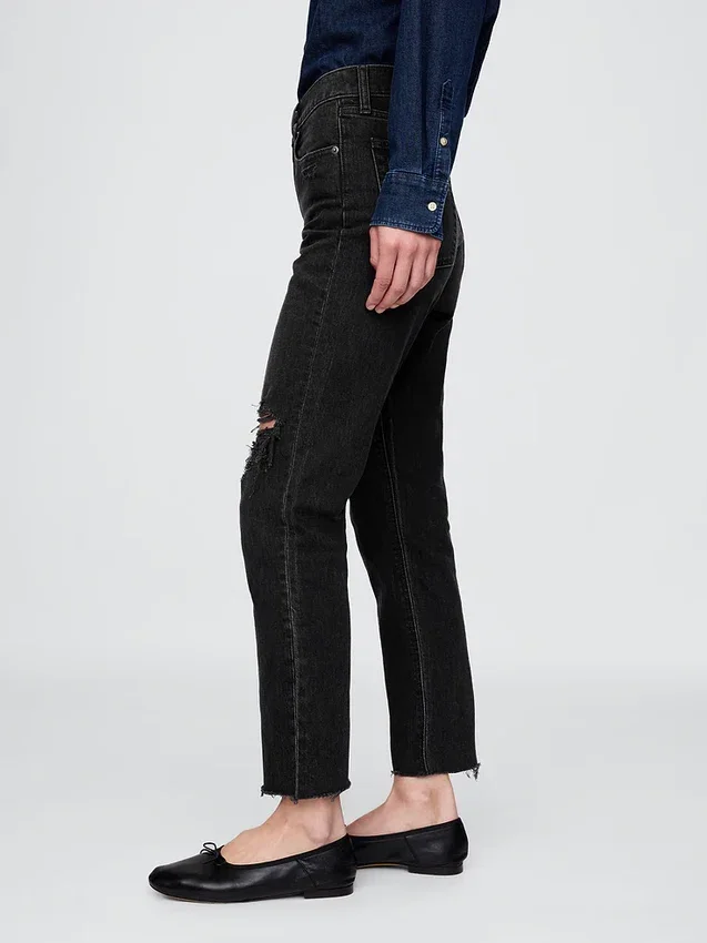 Yüksek Bel Cheeky Düz Kesim Jean'ler