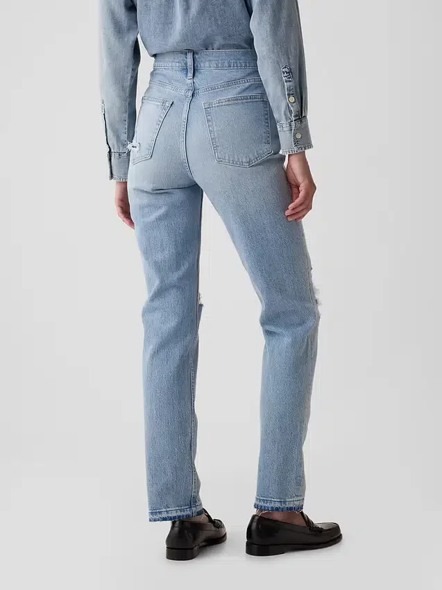 Yüksek Bel Cheeky Düz Kesim Jean'ler