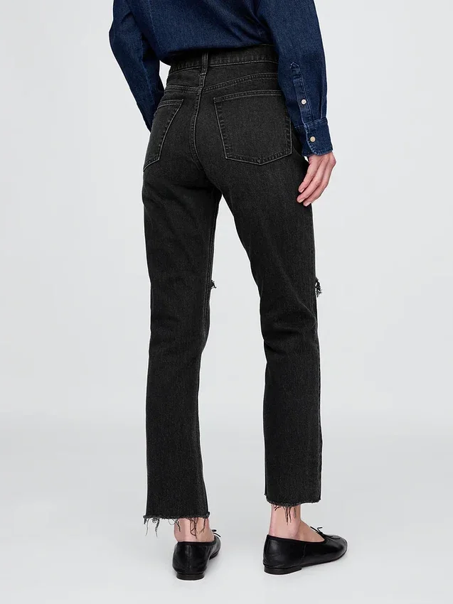 Yüksek Bel Cheeky Düz Kesim Jean'ler