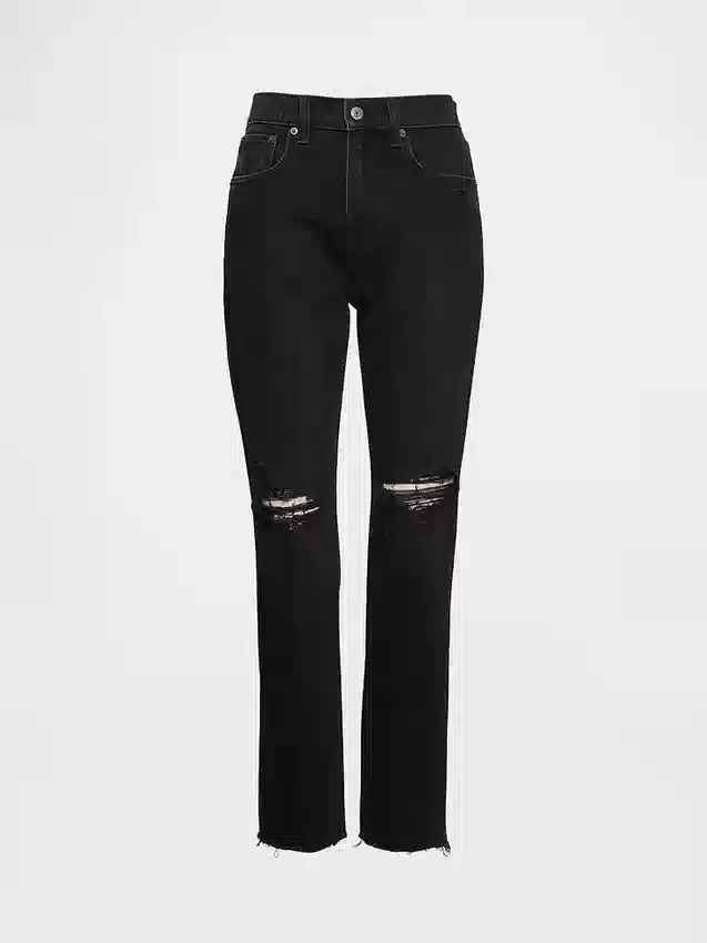 Yüksek Bel Cheeky Düz Kesim Jean'ler