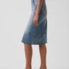 Yüksek Bel Denim Midi Kalem Etek