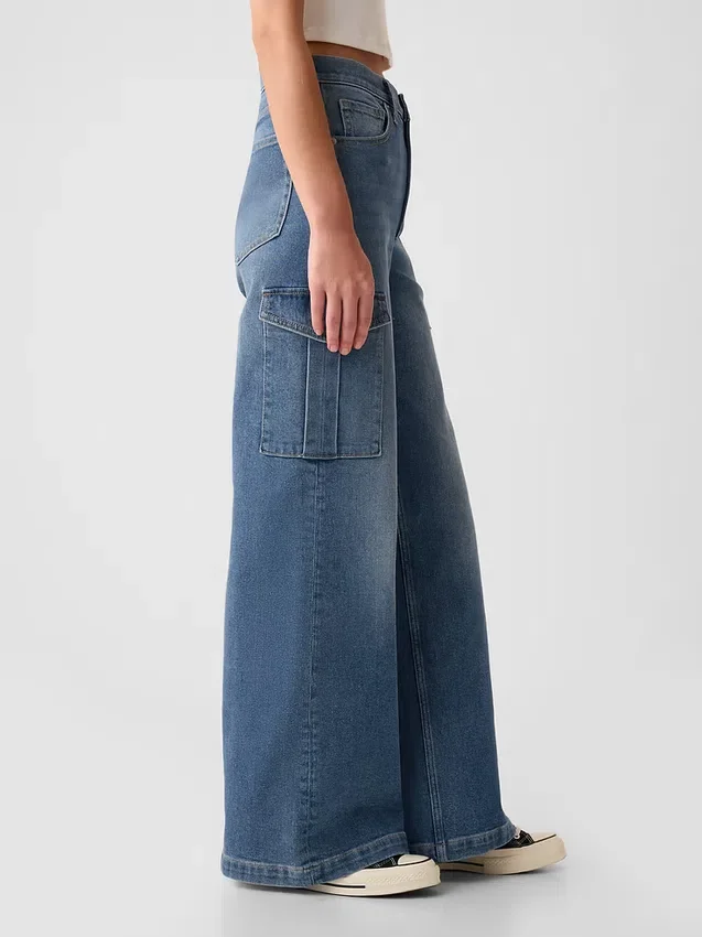 Yüksek Bel, Geniş Paça Kargo Jean'leri
