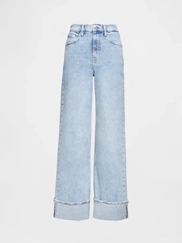 Yüksek Bel, Geniş Paça, Paça Ucu Katlı Jean'ler