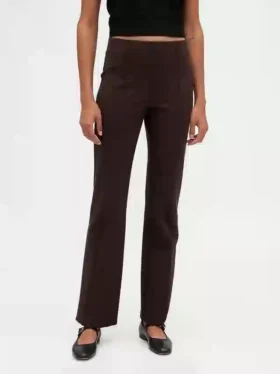 Yüksek Bel Çift Örme Çizme Paça Pantolon